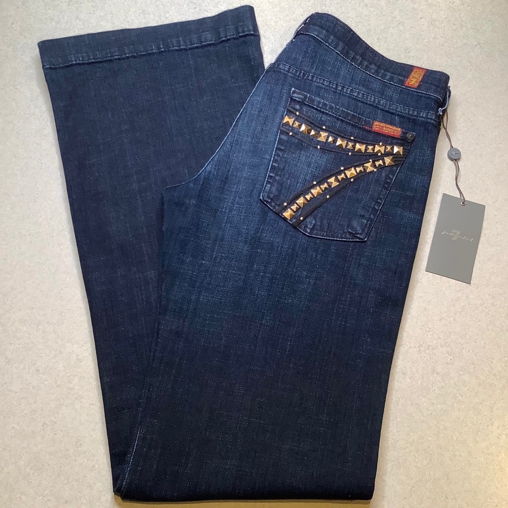 7 For All Mankind Jeans 31X35.5 Dojo NYD Stud NWT!
